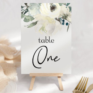 Elfenbeinweiße Rosen Blumen Hochzeit Tischnummer