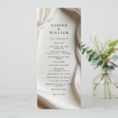 Elfenbeinweiße Satin Elegance Hochzeitsprogramm Einladung (Stehend Vorderseite)