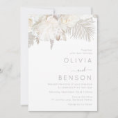 Elfenbeinweiße und Bohemische Blume Moderne Hochze Einladung (Vorderseite)