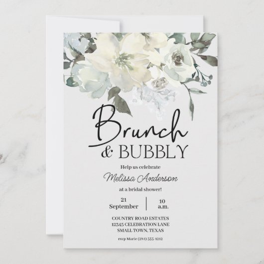 Elfenbeinweiße Wasserfarbe Blumengebäck Brautparty (Vorderseite)