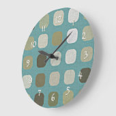 Elfenbeinweißer Beige Aquamarines, blaues Rundquad Große Wanduhr (Winkel)