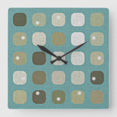 Elfenbeinweißer Beige Aquamarines, blaues Rundquad Quadratische Wanduhr (Vorderseite)