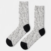 Elfenbeinweißes 3D-Blumenmuster Socken (Linkes Detail)