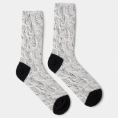 Elfenbeinweißes 3D-Blumenmuster Socken (Rechts)