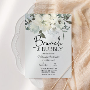 Elfenbeinweißes Aquarell-Blumen-Braut-Shower-Brunc