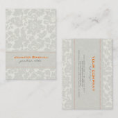 Elfenbeinweißmonotone Vintage BlumenDamaskus Visitenkarte (Vorne/Hinten)