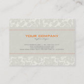 Elfenbeinweißmonotone Vintage BlumenDamaskus Visitenkarte (Rückseite)