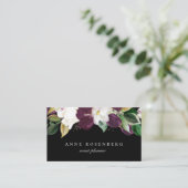 Elfenbeinweißpflaume Lila Blütenschwarz Visitenkarte (Stehend Vorderseite)