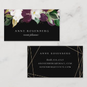 Elfenbeinweißpflaume Lila Blütenschwarz Visitenkarte (Vorne/Hinten)