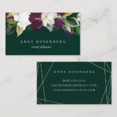 Elfenbeinweißpflaume Lila Floral Emerald Visitenkarte (Vorne/Hinten)