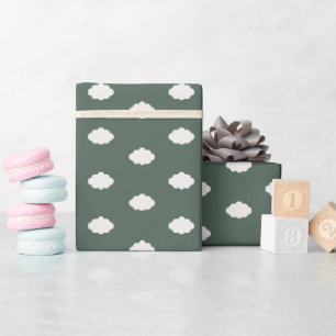 Elfenbeinwolken auf Dunkelgrün Geschenkpapier