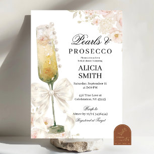 Elfenbogen-Perlen- und Prosecco-Brautjunggesellinn Einladung