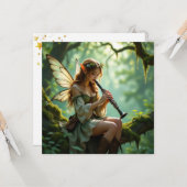 Elfenfee spielt Klarinette im verzauberten Wald Karte (Vorderseite/Rückseite Beispiel)