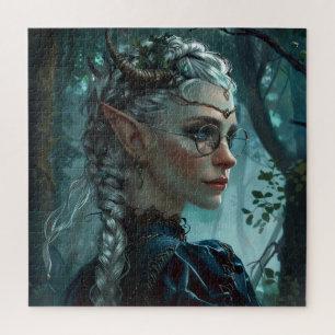 Elfenfrau mit Hörnern und Brille Puzzle