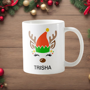 Elfenhut-Rentier-Weihnachten Benutzerdefinierter N Kaffeetasse