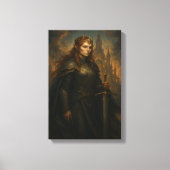 Elfenkönigin im Rüstung mit Krone und Schwert Leinwanddruck (Vorderseite)