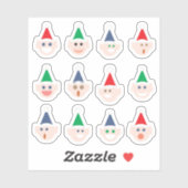 Elfenköpfe der Weihnachtsmänner Cartoon Weihnachte Aufkleber (Blatt)