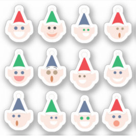Elfenköpfe der Weihnachtsmänner Cartoon Weihnachte Aufkleber