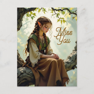Elfenmädchen im Vintage-Kleid   Vermisse Dich Postkarte