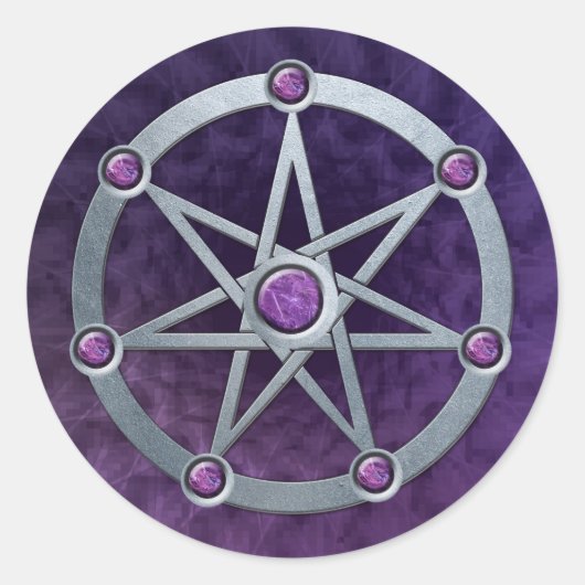 Elfenstar Silver mit Amethyst geprägt Runder Aufkleber (Vorderseite)