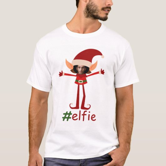 Elfie Christmas Foto Gerahmt Head T-Shirt (Vorderseite)