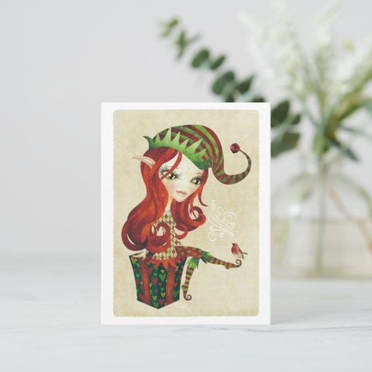 Elfie Christmas Grußkarten Feiertagspostkarte (Stehend Vorderseite)