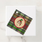Elfie mit Kariertem Muster und Hintergrund-Design Geschenkanhänger (Beispiel)