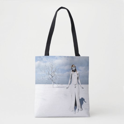 Elfin Frau läuft durch den Schnee  Tasche (Vorderseite)