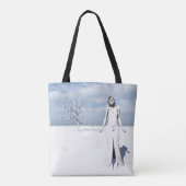 Elfin Frau läuft durch den Schnee  Tasche (Rückseite)
