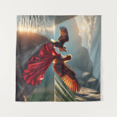 Elfin mit Flügel mit Adler bei Sonnenuntergang Wandteppich (Vorderseite (Horizontal))