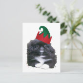 Elfin Pekingese Puppy Christmas Feiertagspostkarte (Stehend Vorderseite)