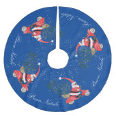 Elfin Santa Claus auf seinem Scooter Polyester Weihnachtsbaumdecke (Vorderseite)