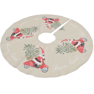 Elfin Santa Claus auf seinem Scooter Polyester Weihnachtsbaumdecke