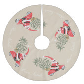 Elfin Santa Claus auf seinem Scooter Polyester Weihnachtsbaumdecke (Vorderseite)