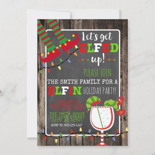Elfin-Weihnachtsfeiertag: Einladung fertig gestell (Vorderseite)
