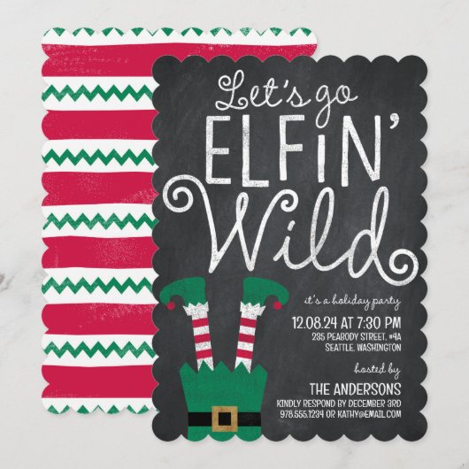 Elfin Wild Party Einladung (Vorne/Hinten)