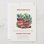 Elfing PJs Friendsmas Funny Christmas Party Einladung (Vorderseite)