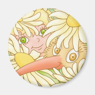 Elfleda und Kiwi im Gänseblümchenmagneten Magnet