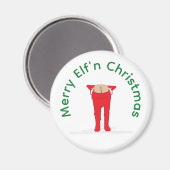 Elf'n Elf Moon Christmas Button Magnet (Vorderseite/Rückseite)