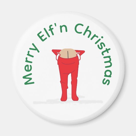 Elf'n Elf Moon Christmas Button Magnet (Vorne)