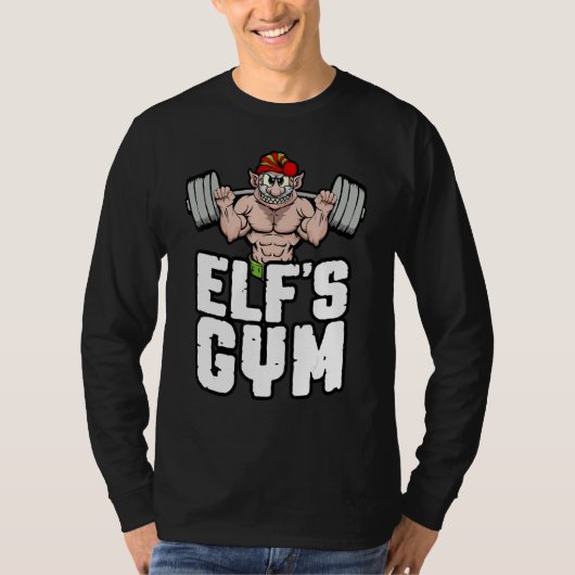 Elf's Gym Squat Leg Day Bodybuilder Weihnachtsarbe T-Shirt (Vorderseite)