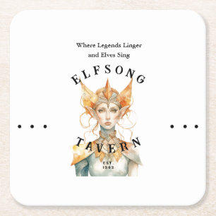 Elfsong Tavern - D&D Fanart Inspiriert Rechteckiger Pappuntersetzer