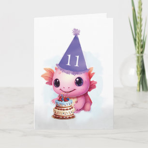 Elfte 11. Geburtstag Niedlich Pink Axolotl Karte