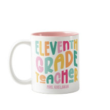 Elfte Klasse Lehrer farbiger Retro-Text