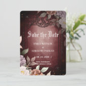 Elgant Gothic Aquamarin Rust Red, Rose Gerahmt Save The Date (Stehend Vorderseite)