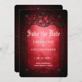 Elgant Gothic Aquamarin Rust Red Save the Date Ger (Vorne/Hinten)