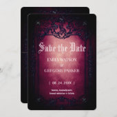Elgant Gothic Aquamarin Rust Red Save the Date Ger (Vorne/Hinten)