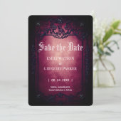 Elgant Gothic Aquamarin Rust Red Save the Date Ger (Stehend Vorderseite)