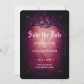 Elgant Gothic Aquamarin Rust Red Save the Date Ger (Vorderseite)
