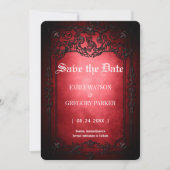 Elgant Gothic Aquamarin Rust Red Save the Date Ger (Vorderseite)